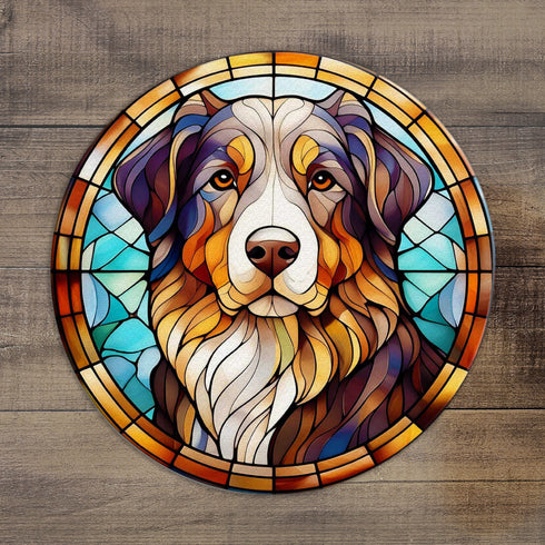 Bernese Mountain Dog Circular Glass Suncatcher Worktop Saver